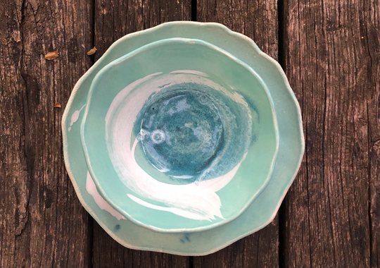 Ceramic Hand-Made Plates, Snack Serving Dessert Plates