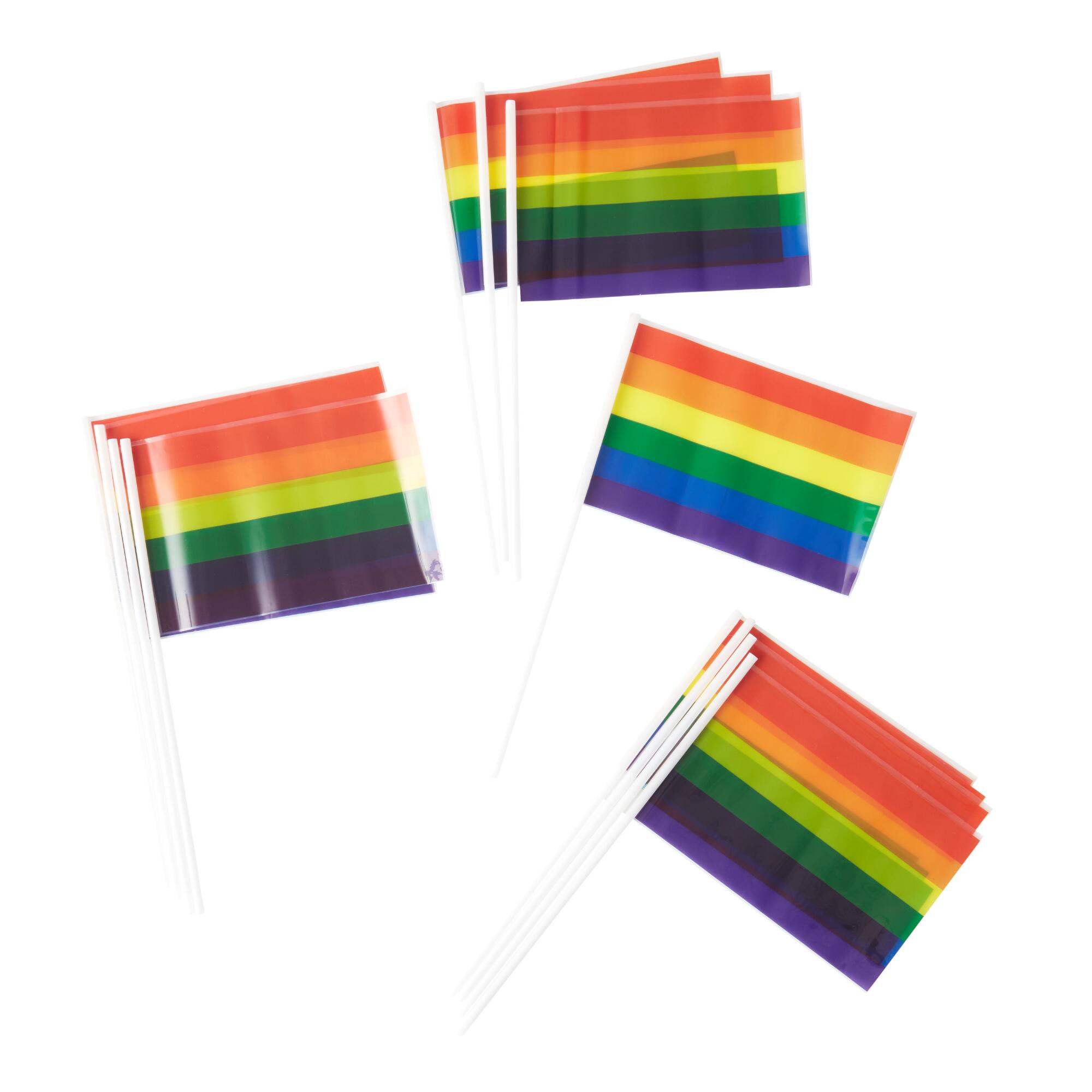 Plastic Handheld Rainbow Flag 12 Pack: Multi by World Market