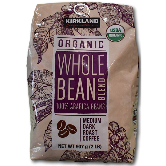 Kirkland Signature Organic Whole Bean Blend 100 % Arabica Beans Net Wt (2 Lb)
