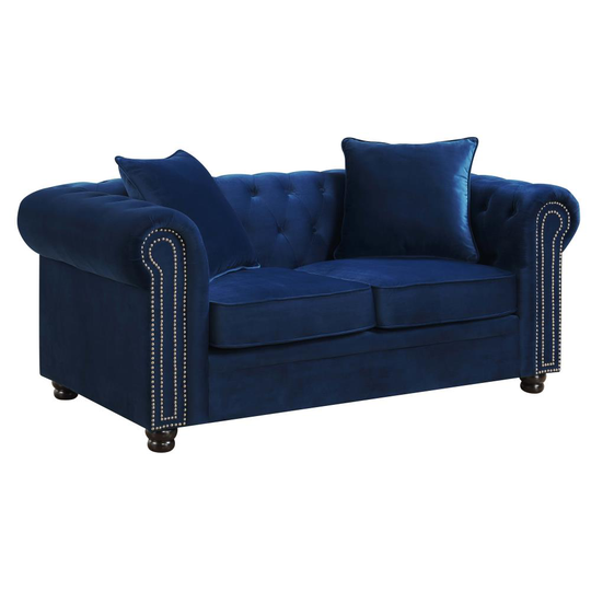 Picket House Furnishings Gramercy Modern Navy Blue Polyester/Blend Loveseat | UGW286200