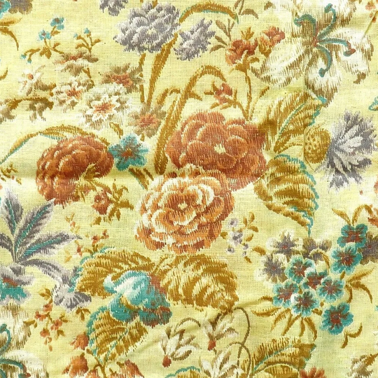 2.7 Yd Vintage Faux Brocade Floral Fabric Cotton Blend