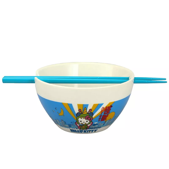 Hello Kitty Ramen Bowl with Chopsticks, Blue