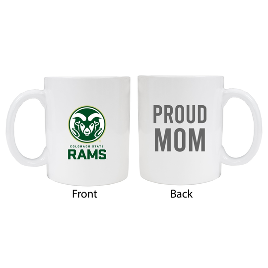 Colorado State Rams Proud Mom White Ceramic Coffee Mug 2-Pack (White).