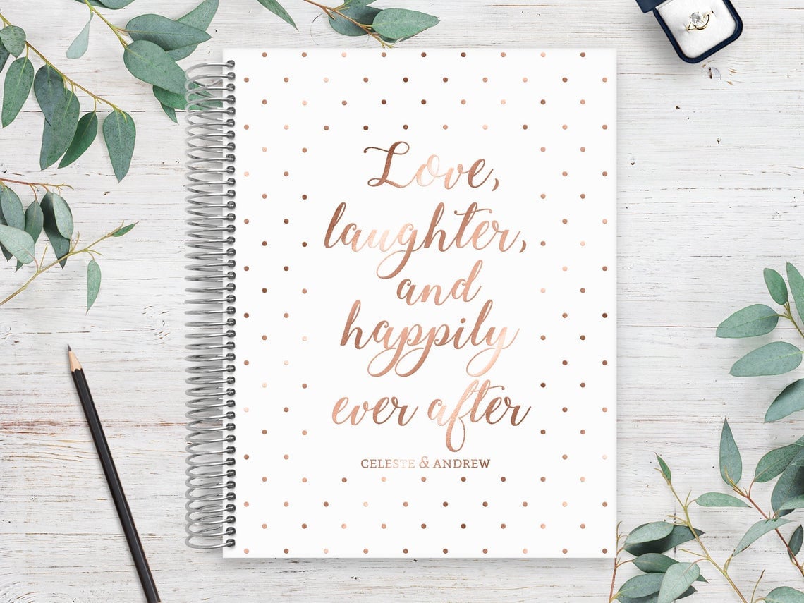 Customized Foil Wedding Planner | All in One Bridal Organizer Engagement Gift For Bride Happily Ever After