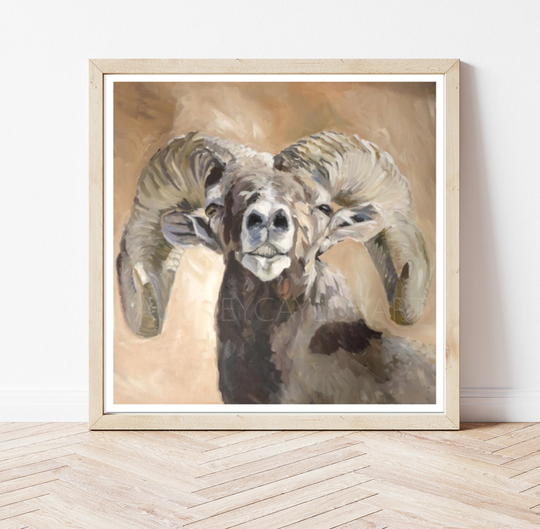 Ram Print, Sheep Wall Art, Decor, Big Horn Print Fine Art Of Original Acrylic Painting By A Caylor