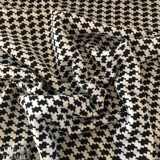 Houndstooth Cotton/Poly Blend Double Knit Fabric - Black & White