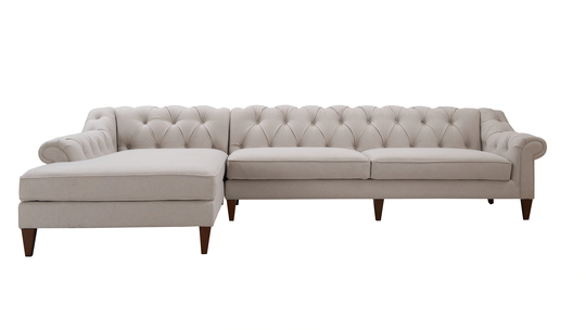 Jennifer Taylor Home Alexandra Glam Sand Beige Yarn Dyed Polyester/Blend Sectional in Off-White | 66070-L-888