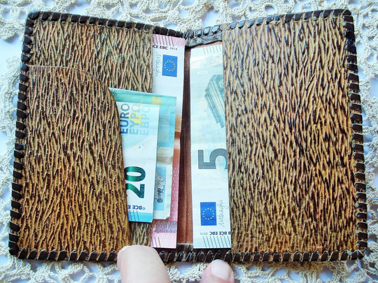Vintage Leather Wallet/ Natural Retro Wallet/1980S