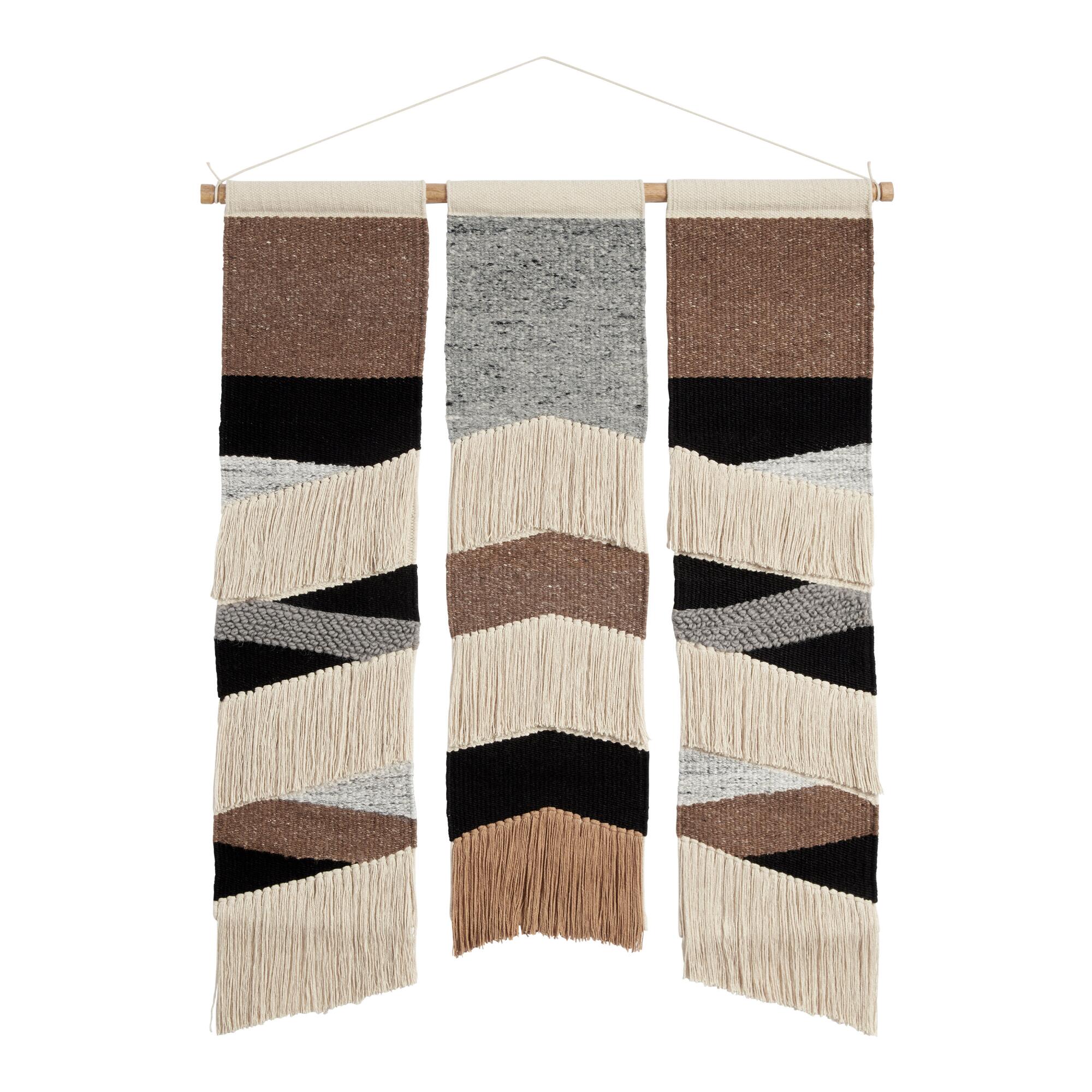 Brown, Black and Ivory Abstract Multi Panel Wall Hanging by World Market
