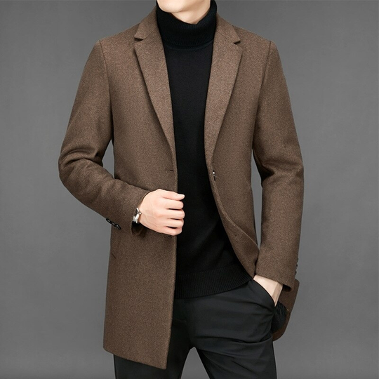 Wool Blends Coats for Men Fashion Smart Casual Long Mens Jackets and Coats Turn Down Collar Solid Mens Trench Coat Clothing 2021 - camel, l