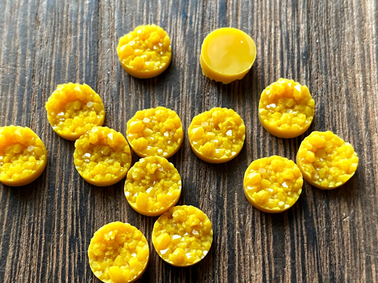 Mustard Yellow 8mm Geode Faux Druzy Cabochons 10Pcs L Earring Making Jewelry Supplies, Round Resin Bezel Cabochon Diy Supplies