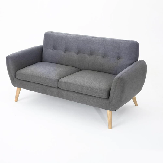 Best Selling Home Decor Josephine Midcentury Dark Gray and Natural Oak Polyester/Blend Loveseat | 301850