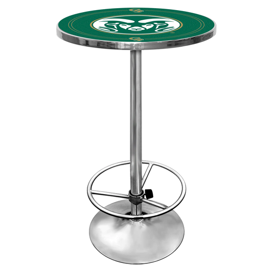 Trademark Gameroom Colorado State Rams Pub Tables Chrome Round Traditional Bar Table, Composite with Metal Base | CLC2000-COST