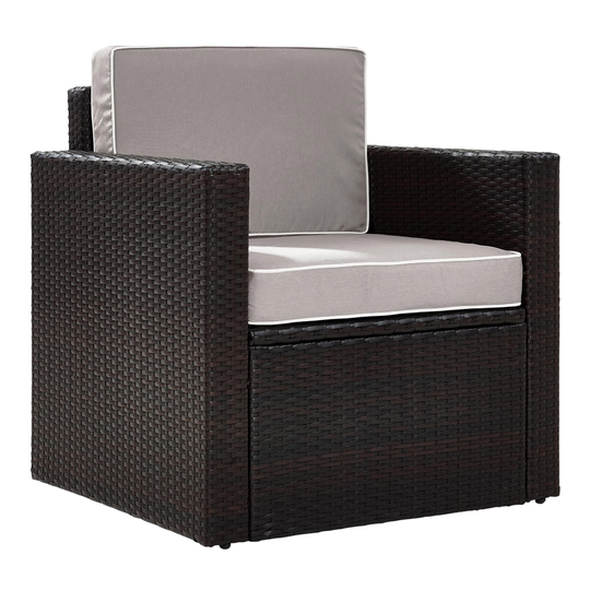 Espresso All Weather Pinamar Outdoor Patio Chair with Gray Cushion - Resin by World Market
