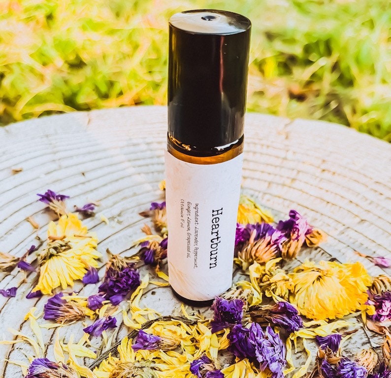 Heartburn Essential Oil Rollerball Blend 10Ml, Acid Reflux, Organic, Oils, Treatment, Self Care, Personal Gift