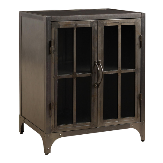 Metal and Glass Virgil Storage Cabinet: Gray/Metallic by World Market
