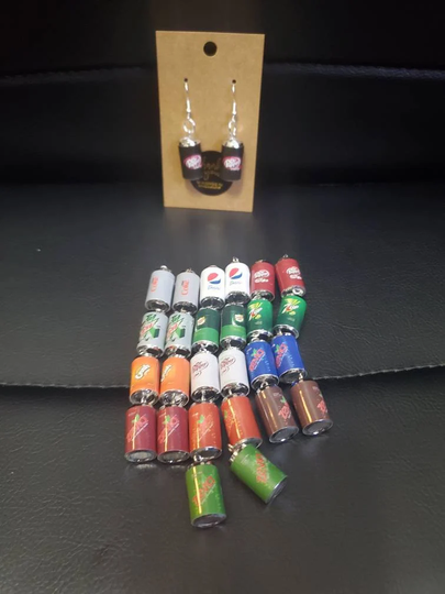 Soda Can Drink Earrings Hypoallergenic Hooks Or Clipon Choices. Mini Soda Earrings. Lightweight. Even Diet Sodas Energy