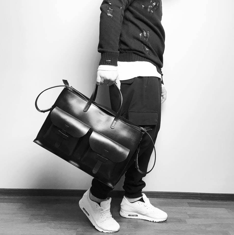 Men Leather Briefcase - Personalized Black Satchel Laptop Bag For Men Large Messenger