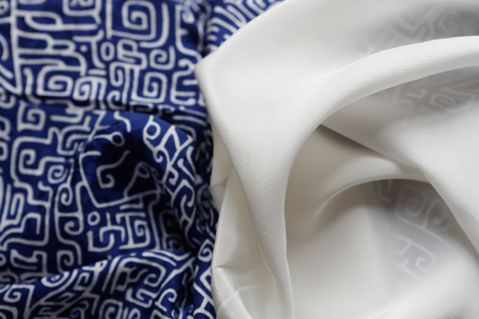 Navy Blue & White Synthetic Blend Lining Or Dress Fabric/Semi-Sheer