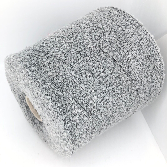Light Gray Boucle Virgin Wool Blend Yarn Cone Per 650G For Knitting Machine Crafts