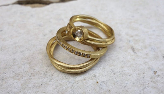 Engagement Ring Moroccan Jewelry Empress Uncut Diamond Bridal Set, Raw Wedding Ring, Engagement