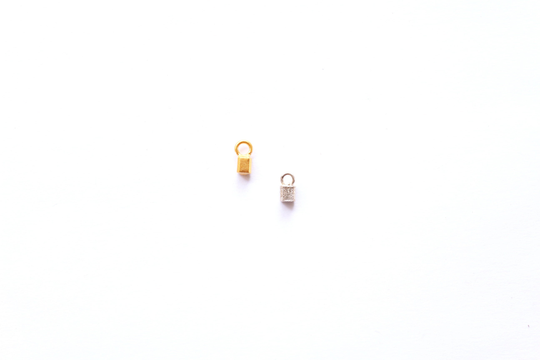 Minimalist Tiny Cube Charm, Bali Silver Finding, Drop Balinese Silver, Jewelry Component, Vermeil
