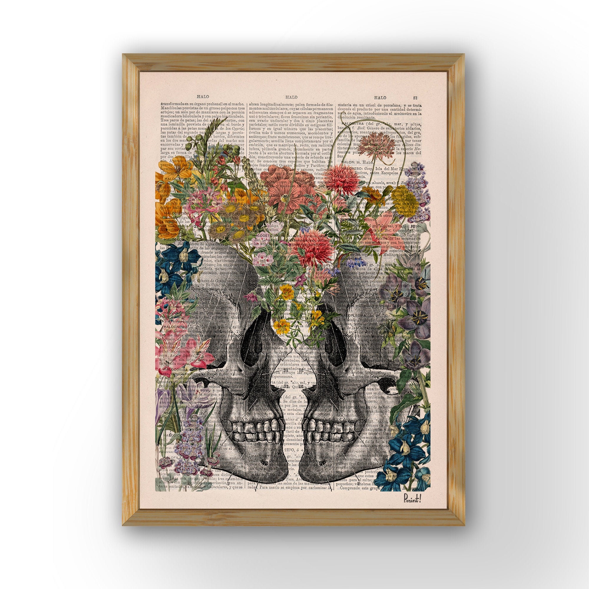 We Bloom Together. Flower Skull Art - Print Nature Anatomy Illustration Decor Ska235
