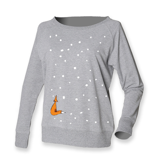Snow Fox Jumper, Festive Sweatshirt, Xmas Sweat, Snow Shirt, Christmas Gift, Gift For Her