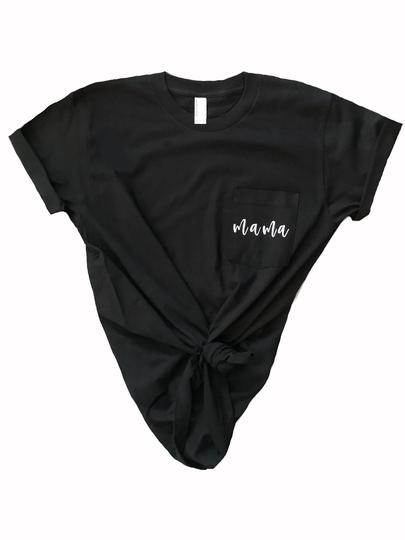 Mama Pocket T-Shirt Black | Mama Shirt Trendy Mom Clothes Tee New Gift T