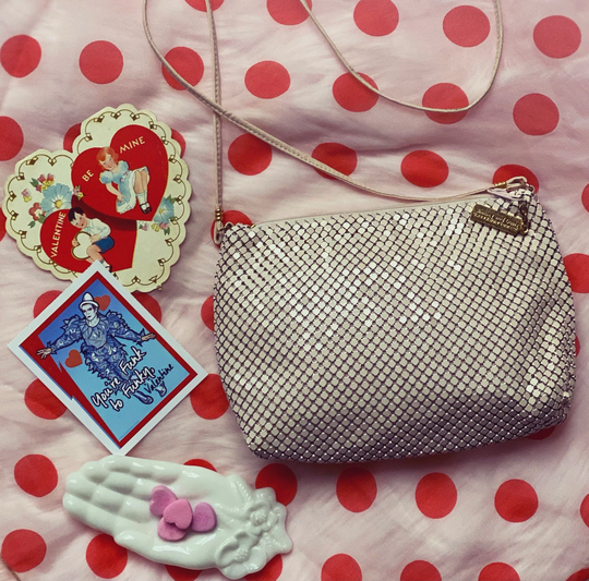 Vintage 1980's Whiting & Davis Pale Pink Mesh Bag