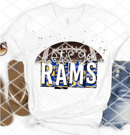 Let's Go Rams, Football Or School Spirit, Ready To Press, Sublimation Transfer
