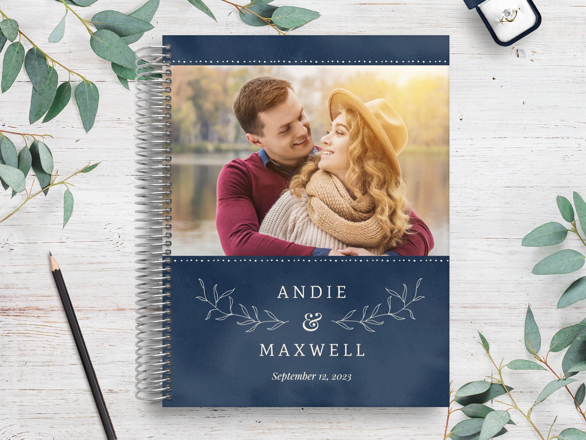 Personalized Wedding Planner | Engagement Gift Idea Ultimate Organizer Planning Guide Textured Watercolor Botanical