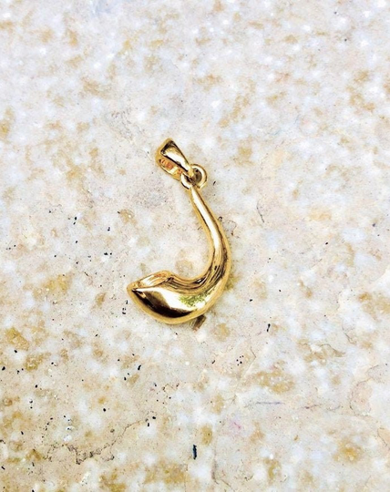 14K Gold Shofar | Ram's Horn Design Necklace, Judaica Jewelry From Jerusalem, Israel