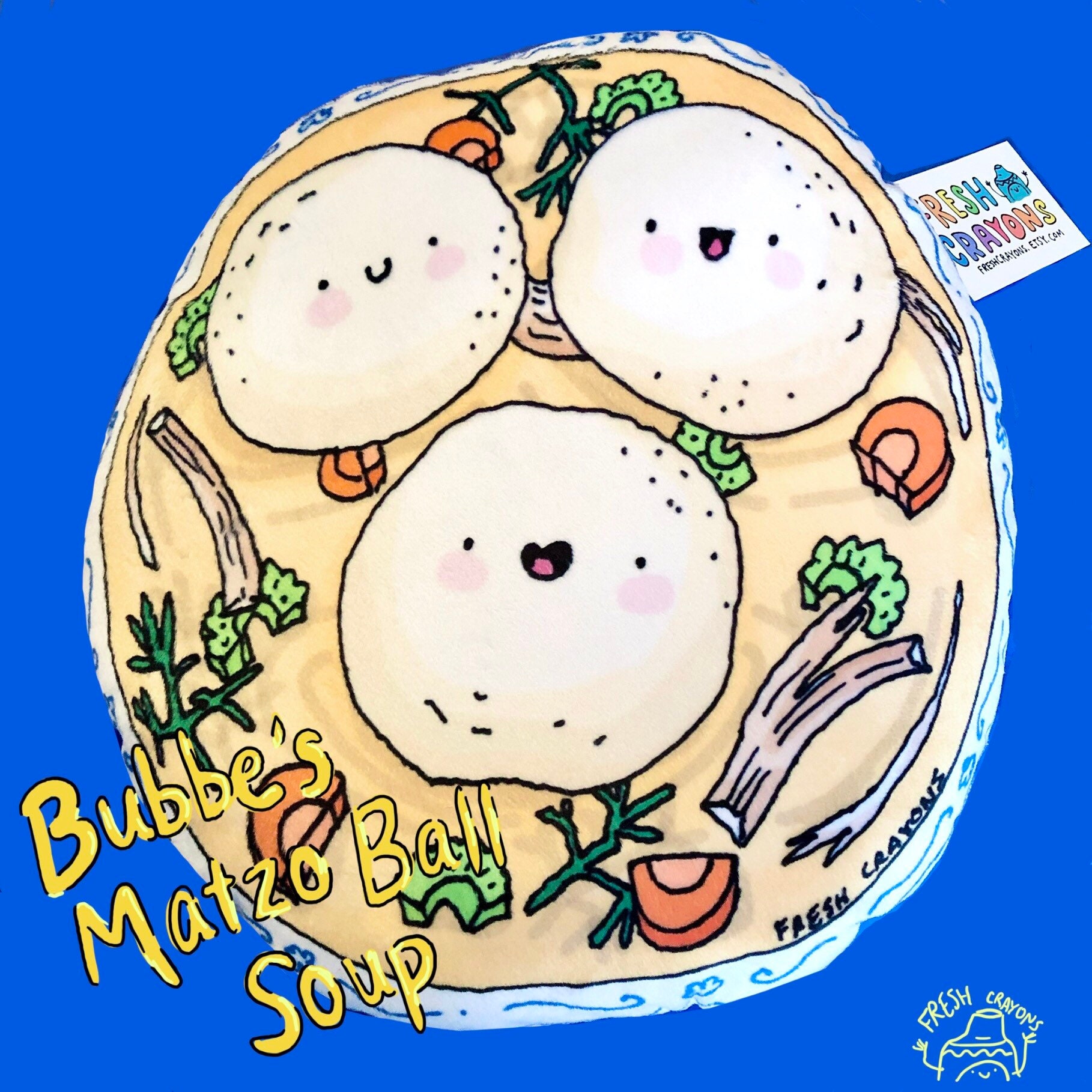 Bubbe's Matzo Ball Soup Plushy/ Chicken Soup Pillow/ Jewish Foods Toy