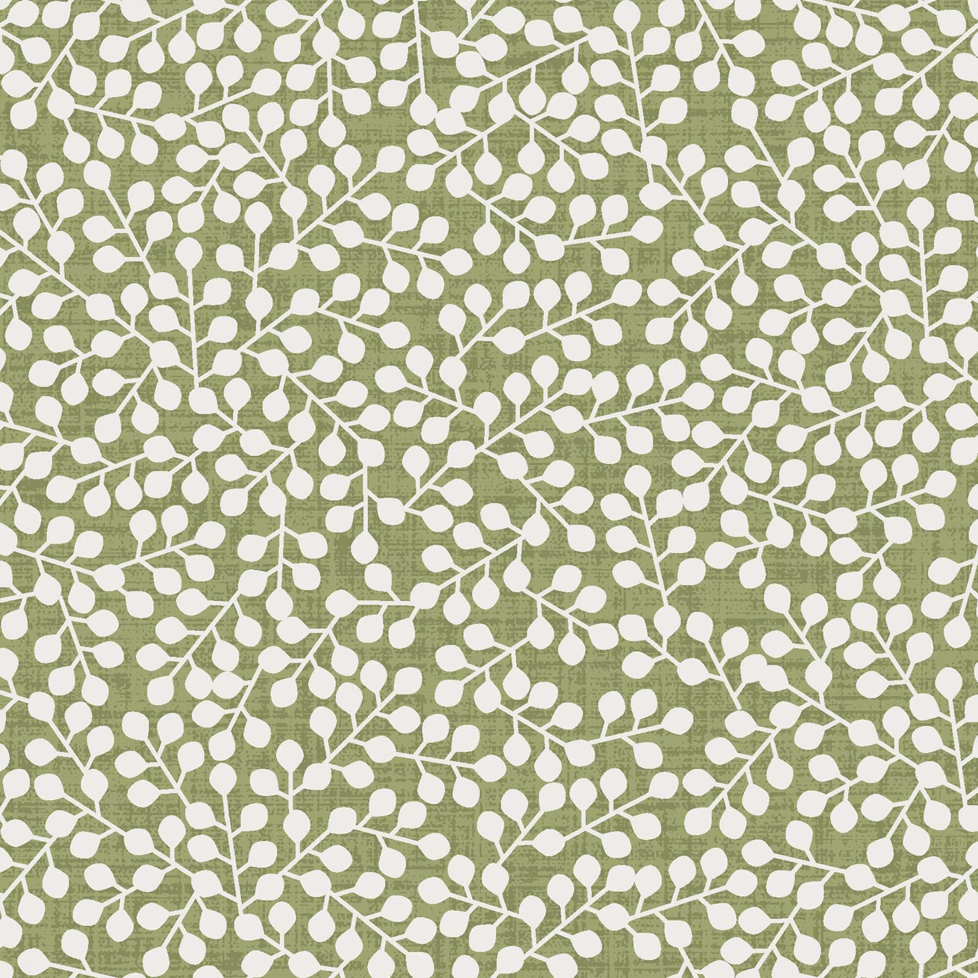 Green & Cream Floral Fabric, Berries, Maywood Studio Flower & Vine 9887G, Quilt Fabric By The Yard, 100% Cotton Blender