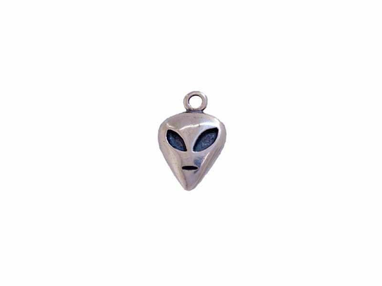 Alien Head Silver Charm, Take Me To Your Leader For Jewelry Making Supplies