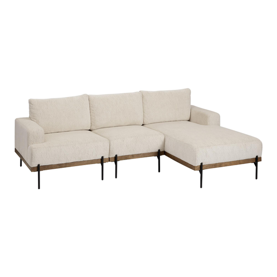 Ivory Right Facing 3 Piece Frances Sectional Sofa: White by World Market