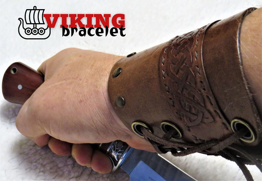 Viking Leather Wide Bracelet Handcraft Knot Engraving Masculine Ornament/Brutal Thick Chunky Celtic Style Cuff Handmade From Eu