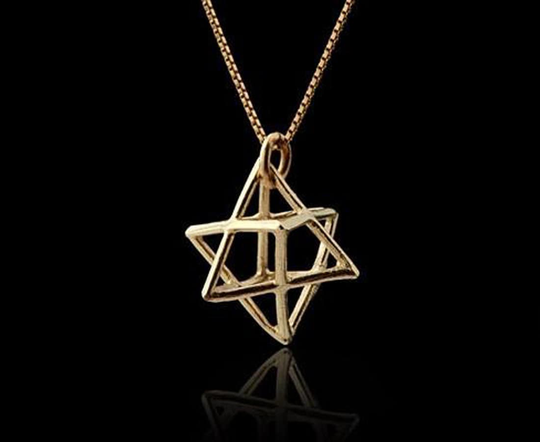 Gold Merkaba Pendant, Star Of David Necklace, Men's Kabbalah Protection Amulet, Jewelry, Spiritual Jewish Jewelry