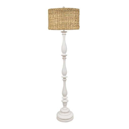 Raffia Shade Pedestal Castile Floor Lamp: Gray by World Market