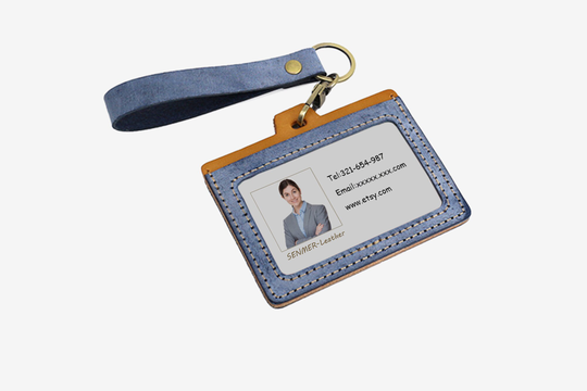 Keychain Card Holder Leather Wallet Id Pocket Key Ring Gift For Her Bus Leather Protective Cover Buckle Coin Purse Retro Blue Colour
