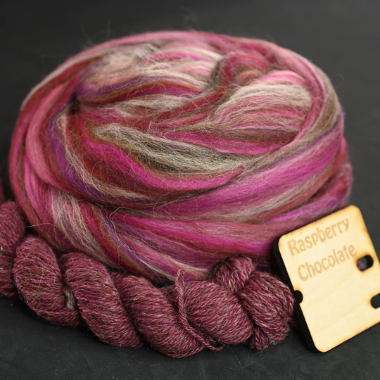 Raspberry Chocolate Signature Blend Merino Shetland Alpaca Combed Top - 4 Oz