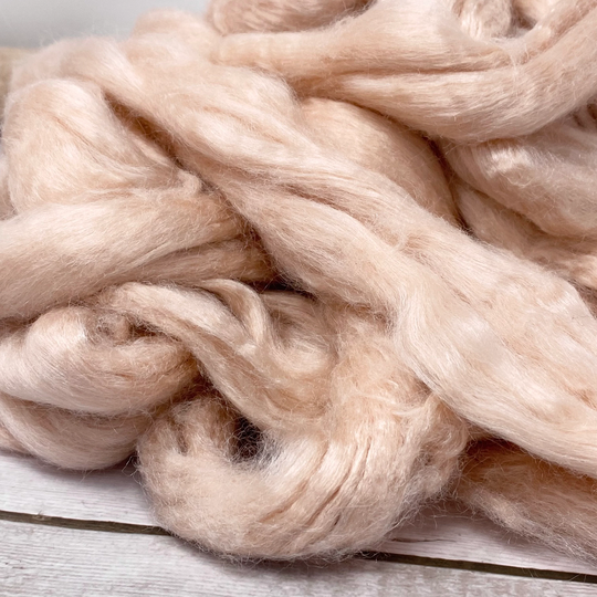 Avocado Dyed Tussah Silk Fiber, Naturally For Spinning, Blending Board, Art Batt Making, 2 Ounces