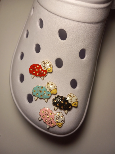 Deluxe Metal Sheep Shoe Charm For Rubber Clogs - Sheep, Ewe, Lamb, Ram, Ovine, Lullaby, Farm, Animal, Animals, Adults, Teenager