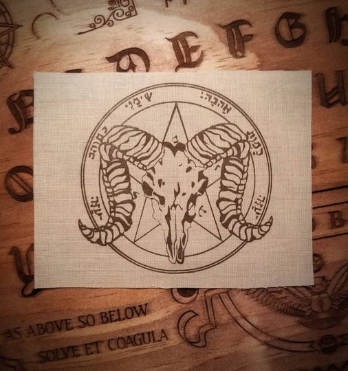 Ram Skull Patch in Brown & Beige, Occult Patches