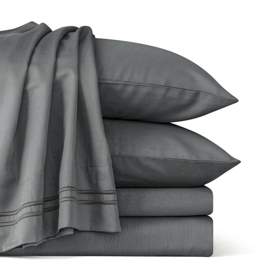 Subrtex Tencel Full 300-Thread Count Cotton Blend Grey Bed Sheet in Gray | SBTQS4F-G