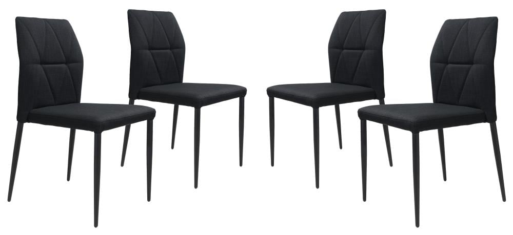 Zuo Modern Set of 4 Revolution Contemporary/Modern Polyester/Polyester Blend Upholstered Dining Side Chair (Metal Frame) in Black | 100761
