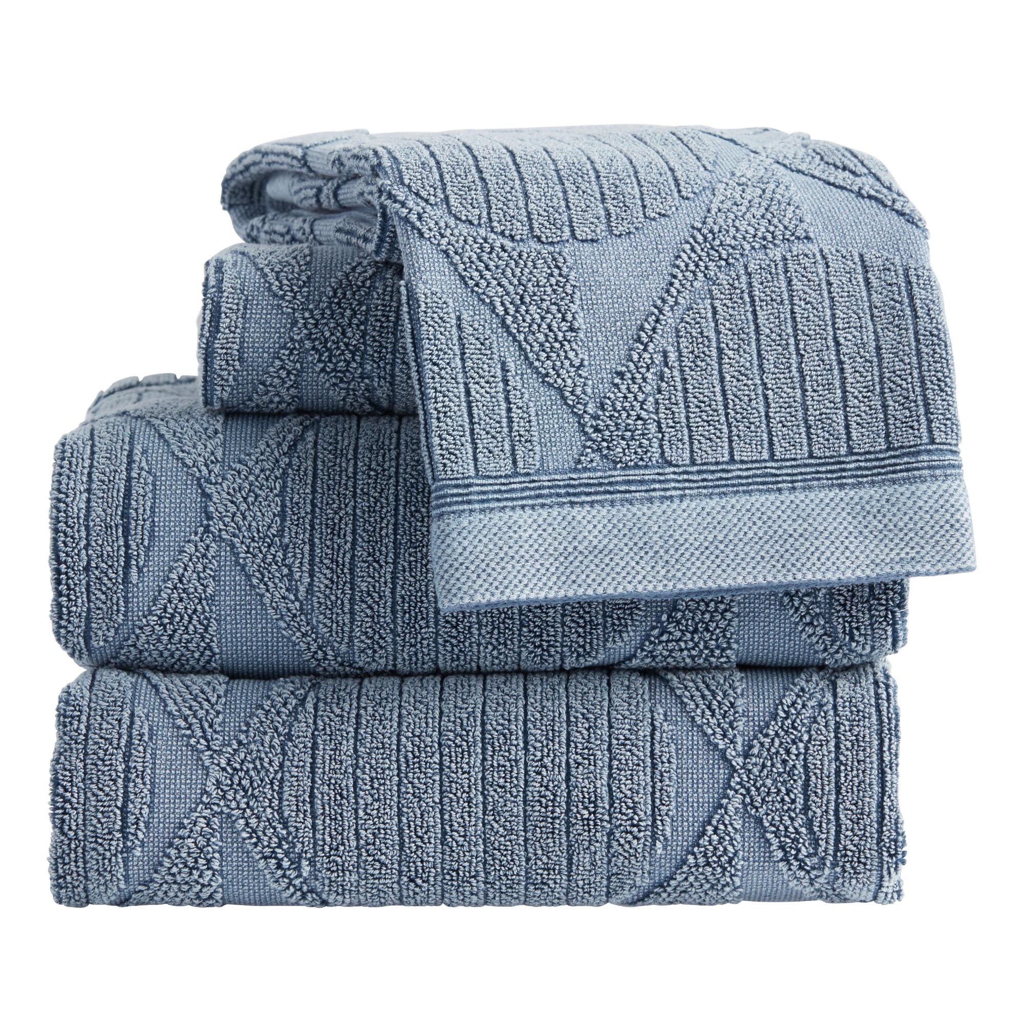 Indigo Sunfaded Sculpted Dot Claude Towel Collection by World Market
