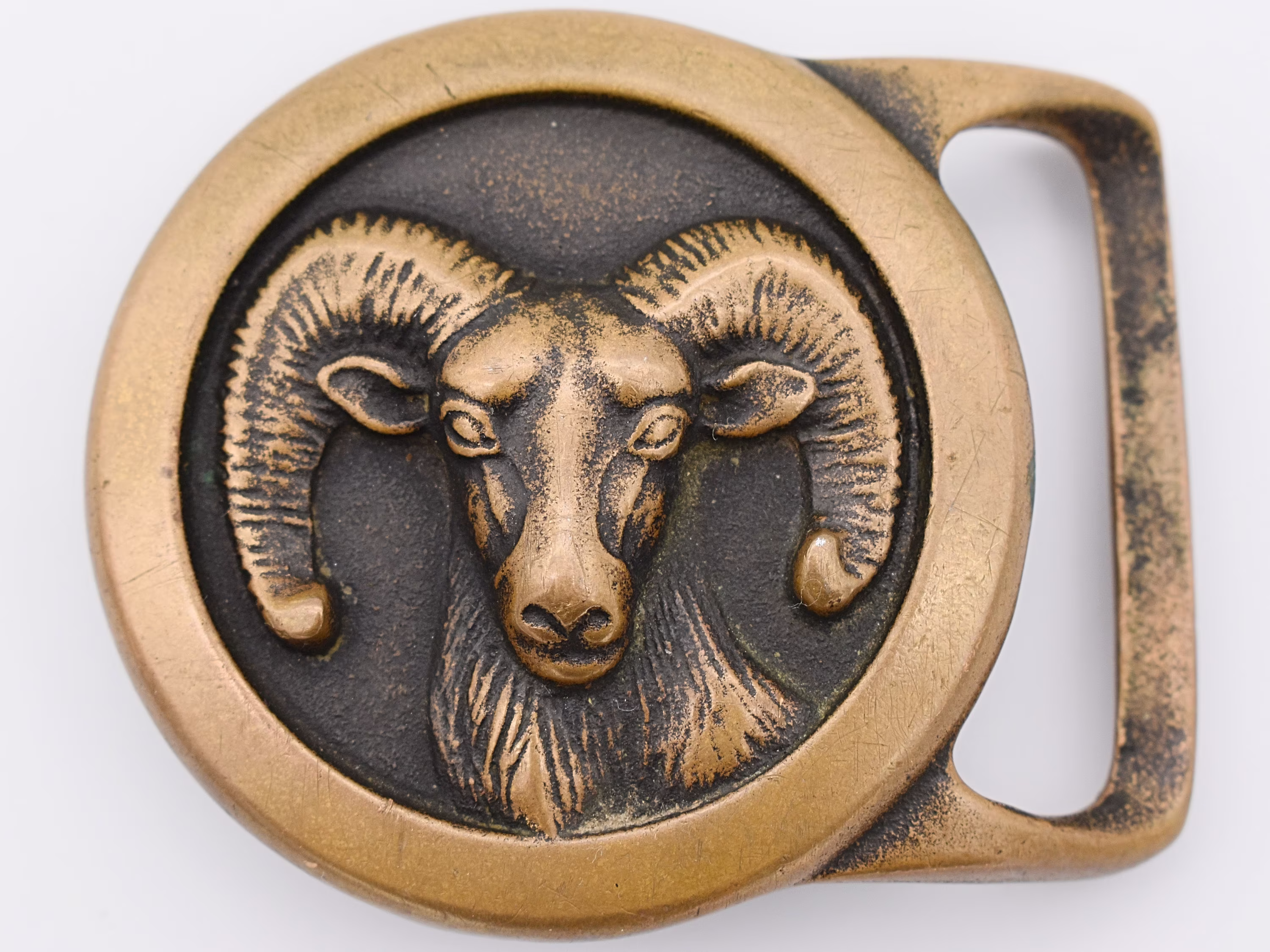 Tech Ether Guild "Big Horn" Solid Brass Vintage Belt Buckle