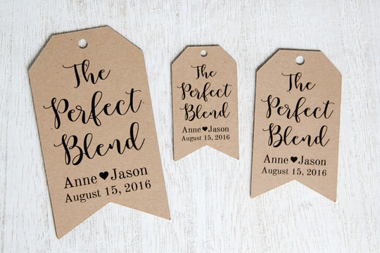 The Perfect Blend - Wedding Favor Tags Coffee Favors Tea Drink Custom Tag Medium 40 Pieces